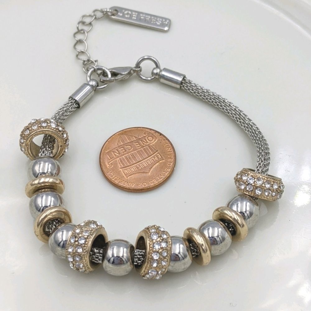 Joe Fresh Silver Gold Tone Pave Beaded Bracelet